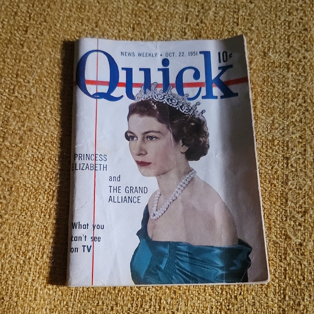 VINTAGE QUICK MAGAZINE with PRINCESS ELIZABETH on the COVER - OCTOBER 1951